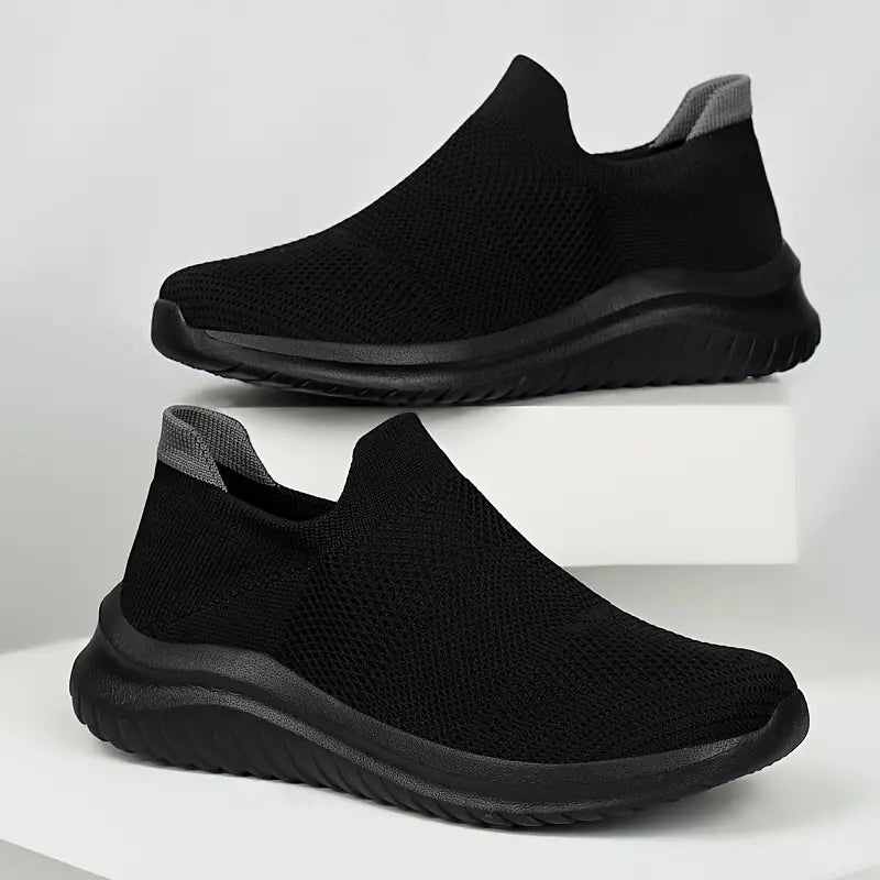 Men's Lightweight Black Woven Slip On Shoes