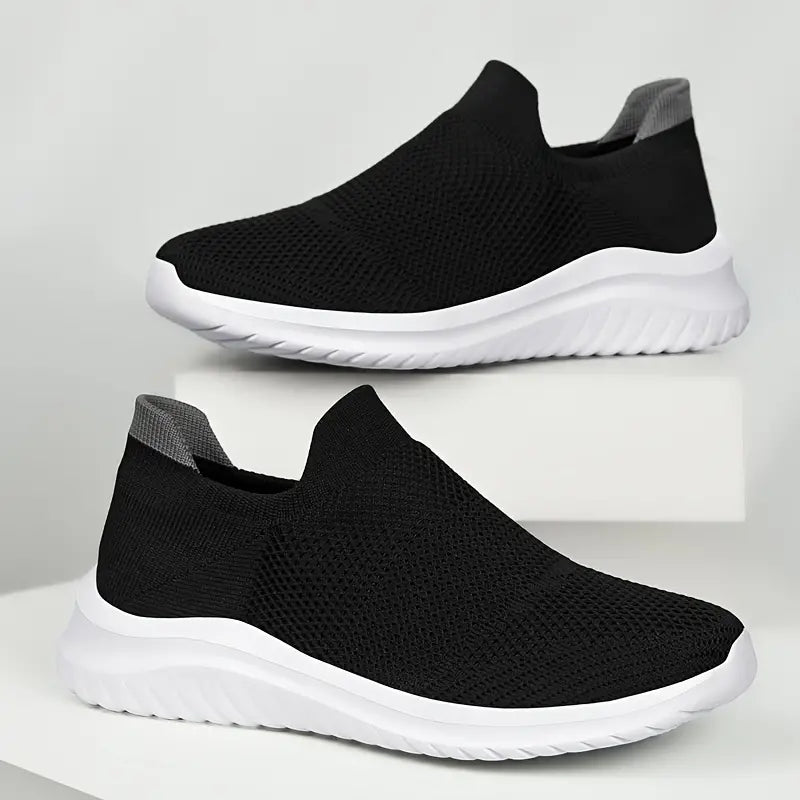 Men's Lightweight Black Woven Slip On Shoes