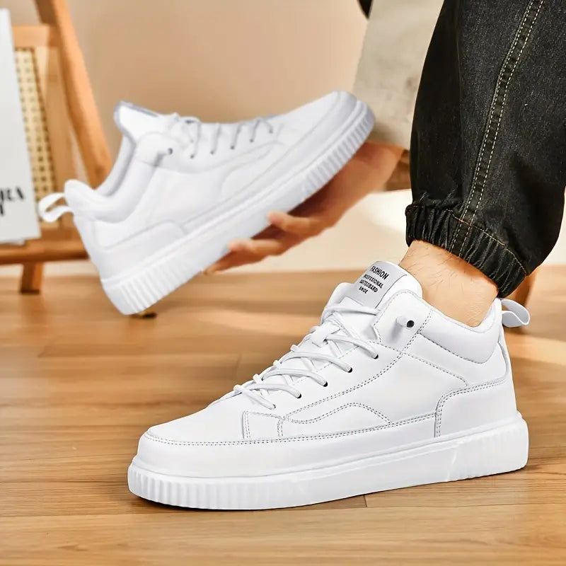 Men's Trendy Solid High Top Skate Sneakers Shoes